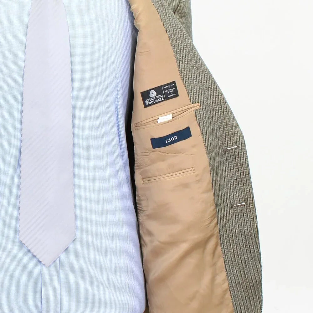 IZOD 44R Beige Check 2-Button Sport Coat Blazer Jacket G140